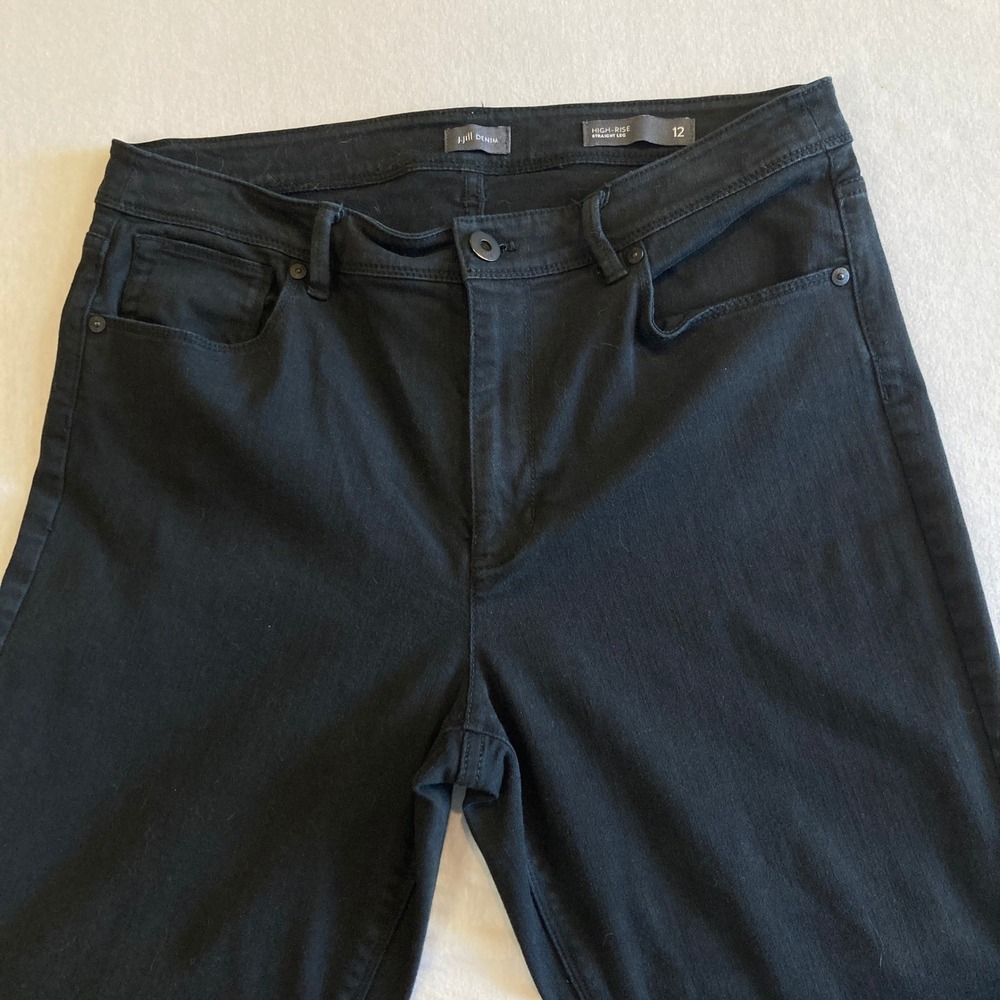 J.Jill Jeans Womens 12 (31x29) Black High-Rise Straight Leg Stretch WPT145141 - Picture 10 of 14